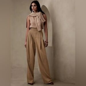 BANANA REPUBLIC Siena Wide Leg Italian Wool Pants - Brown